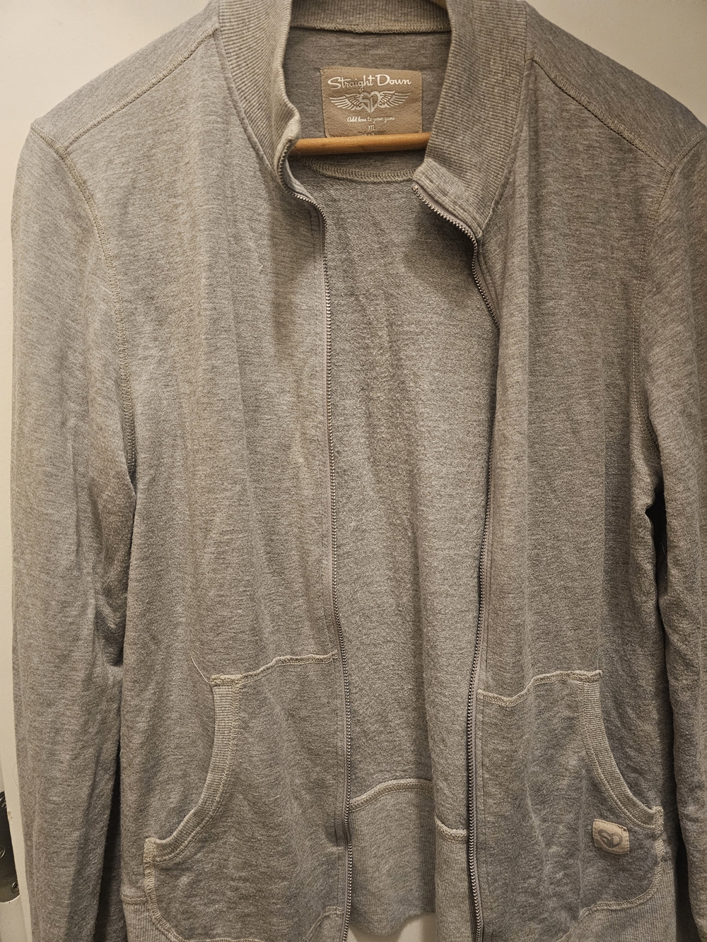 Men's Gray Zip-Front Sweater Jacket Brand Is Straight Down Golf Jacket